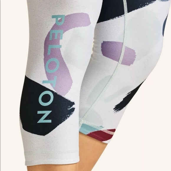 Peloton X WITH Modern High Waist Capri Leggings Teal White Purple Size XS - Picture 4 of 16
